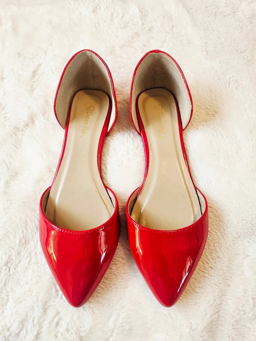 Dream Paris Women's Red Faux Patent Pointed-toe Ballet Flats Shoes D'Orsay 8,5